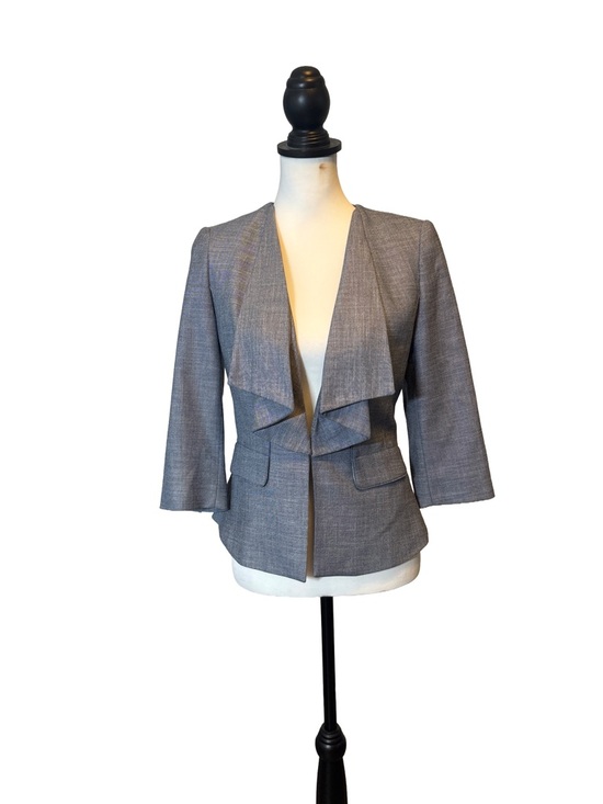 White House Black Market Jackets & Blazers - White House Black Market Blue Gray Draped Open-Front Blazer. Size 2